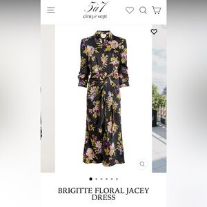 Cinq à Sept Brigitte Black Floral Long Sleeve Dress